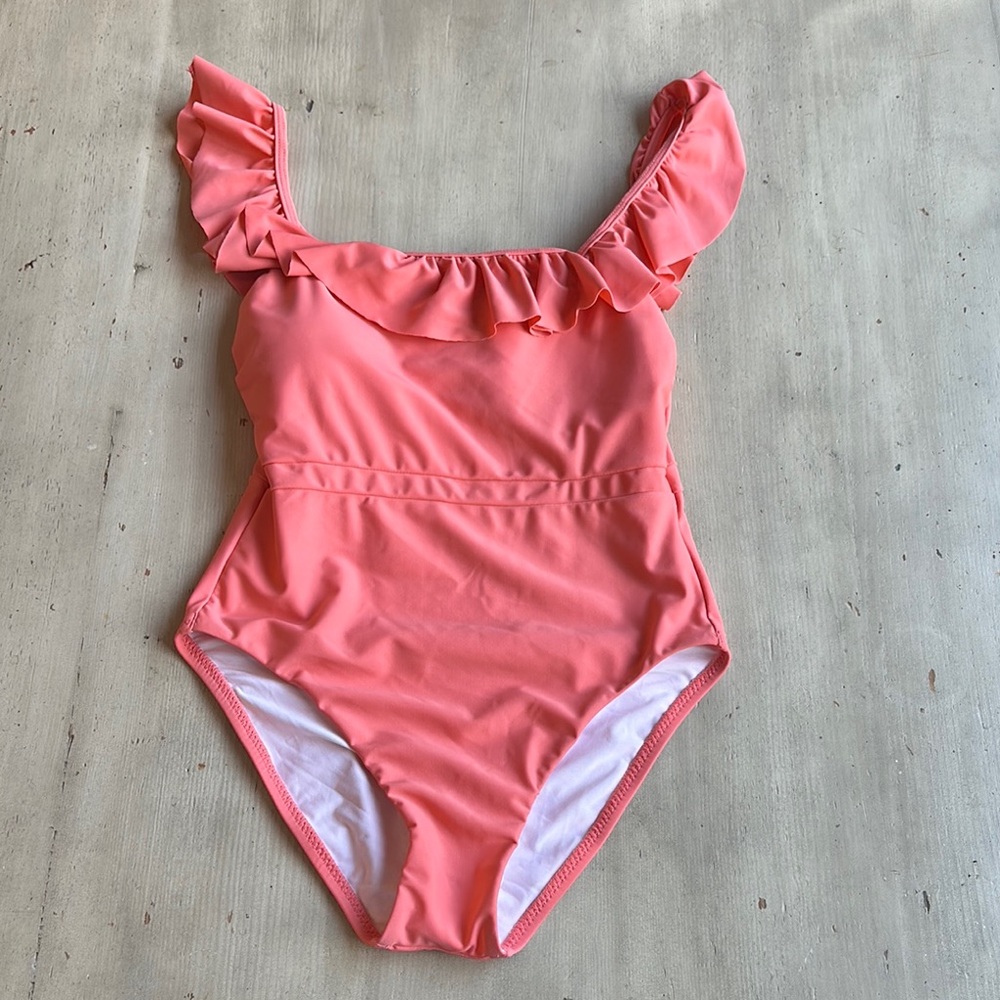 Minnow Coral Ruffle One Piece - Picture 3 of 9